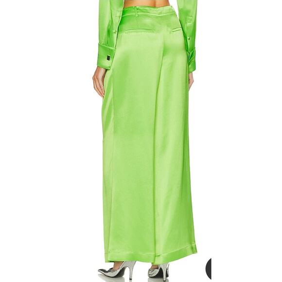 Retrofete Pauletta Pant Lime Punch Green Size Wide Leg NWT Sample Pleats Medium - Picture 2 of 11